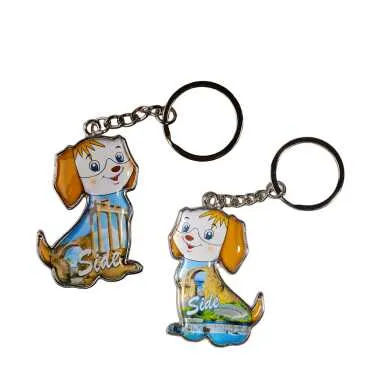 Side Themed Dog Shaped Metal Keychain - 2