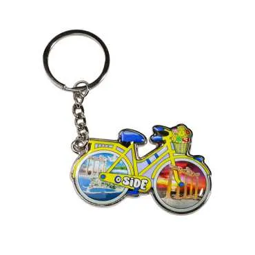 Side Themed Bicycle Shaped Metal Keychain - 5
