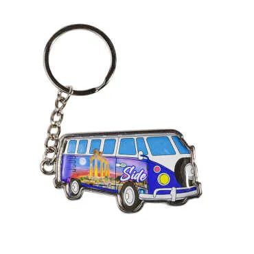 Side Themed Minibus Shaped Metal Keychain - 3