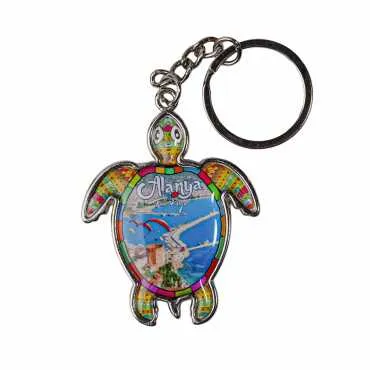 Alanya Themed Turtle Shaped Metal Keychain - 3