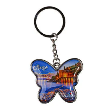 Alanya Temalı Kelebek Şekilli Metal Anahtarlık - 6