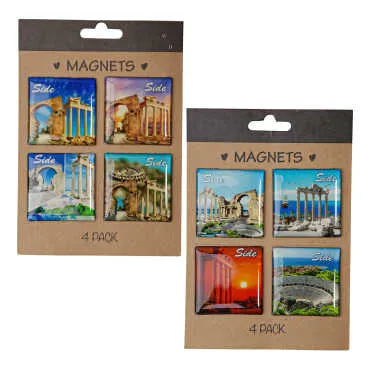 Side Themed Myros Four Piece Carded Refrigerator Magnet Set 40x40 mm - 2