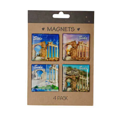 Side Themed Myros Four Piece Carded Refrigerator Magnet Set 40x40 mm - 3