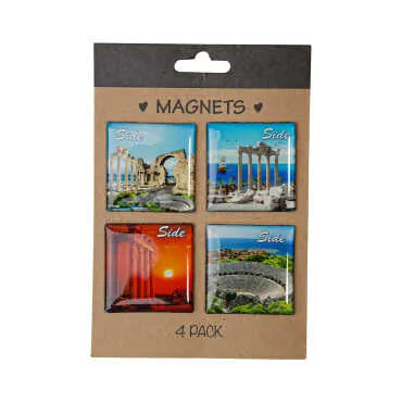Side Themed Myros Four Piece Carded Refrigerator Magnet Set 40x40 mm - 4