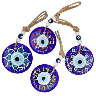 Alanya Themed Mandala Design Glass Evil Eye Wall Hanging 18 cm - 16