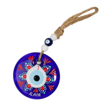 Alanya Themed Mandala Design Glass Evil Eye Wall Hanging 18 cm - 15