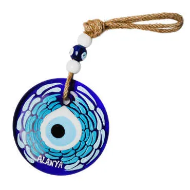 Alanya Themed Mandala Design Glass Evil Eye Wall Hanging 18 cm - 12