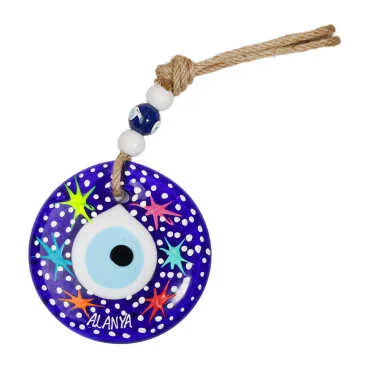 Alanya Themed Mandala Design Glass Evil Eye Wall Hanging 18 cm - 11