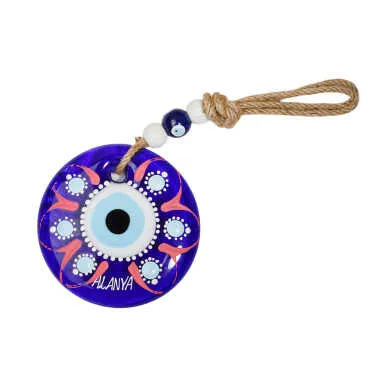 Alanya Themed Mandala Design Glass Evil Eye Wall Hanging 18 cm