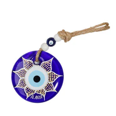 Alanya Themed Mandala Design Glass Evil Eye Wall Hanging 18 cm - 8