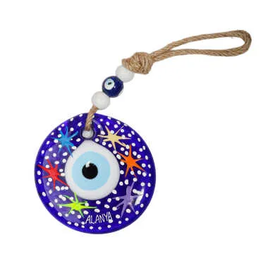 Alanya Themed Mandala Design Glass Evil Eye Wall Hanging 18 cm - 7