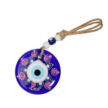 Alanya Themed Mandala Design Glass Evil Eye Wall Hanging 18 cm - 6