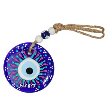 Alanya Themed Mandala Design Glass Evil Eye Wall Hanging 18 cm - 4