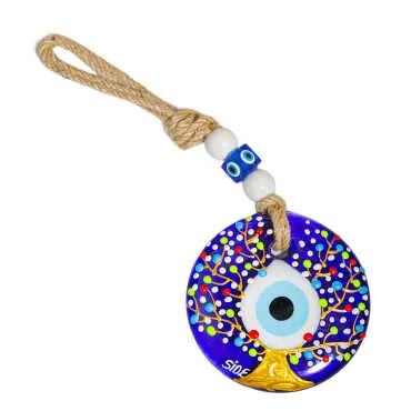 Side Temalı Mandala Desenli Cam Nazar Duvar Süsü 18 Cm - 7