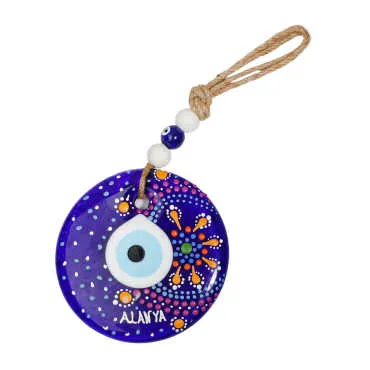 Alanya Themed Mandala Glass Evil Eye Wall Ornament 22 cm - 21