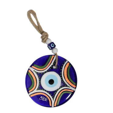 Side Themed Mandala Design Glass Evil Eye Wall Hanging 22 cm - 11