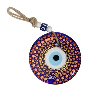 Side Themed Mandala Design Glass Evil Eye Wall Hanging 22 cm - 7