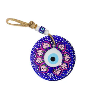 Side Themed Mandala Design Glass Evil Eye Wall Hanging 22 cm - 5