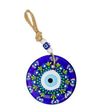 Side Themed Mandala Design Glass Evil Eye Wall Hanging 22 cm - 3