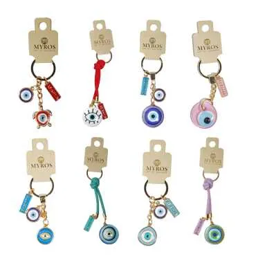 Alanya Themed Evil Eye Keychain Gold Collection - 2