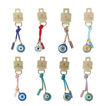 Alanya Themed Evil Eye Keychain Gold Collection - 8