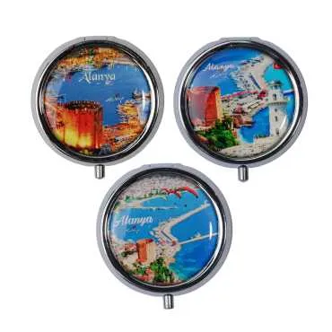 Alanya Temalı Myros Yuvarlak Hap Kutusu 50x15 mm - 2