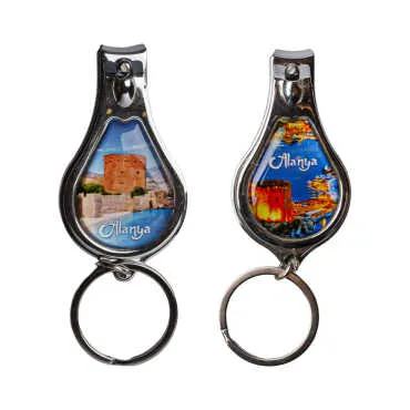 Alanya Themed Metal Bottle Opener Oval Keychain Nail Clipper - 2