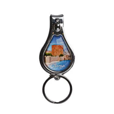 Alanya Themed Metal Bottle Opener Oval Keychain Nail Clipper - 3