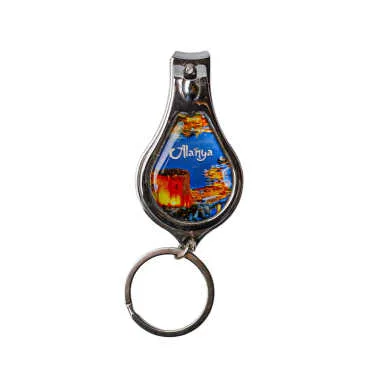 Alanya Themed Metal Bottle Opener Oval Keychain Nail Clipper - 4