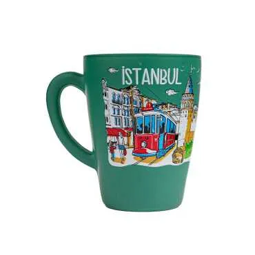 İstanbul Themed Oval Glass Mug 27 Cl