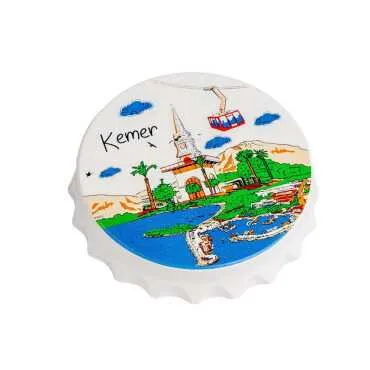 Kemer Themed Myros White Bottle Opener Refrigerator Magnet 63x15 mm - 2