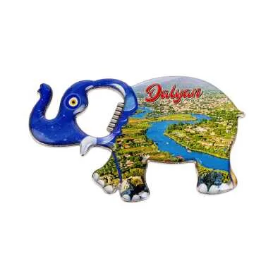 Dalyan Themed Myros Metal Elephant Bottle Opener Refrigerator Magnet 98x61 mm - Standart - 2