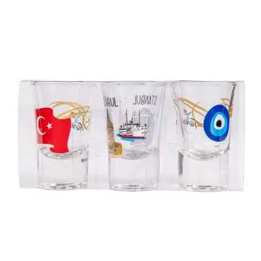 İstanbul Temalı Üçlü Shot Bardak