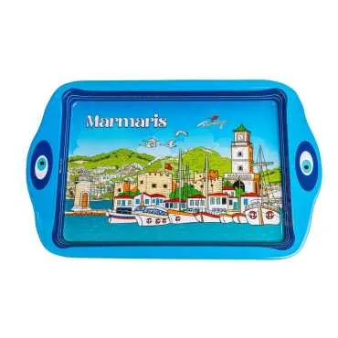 Marmaris Themed Mini Metal Tray Double Sided Print 25x16 cm
