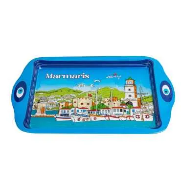 Marmaris Themed Mini Metal Tray Double Sided Print 25x16 cm - 2