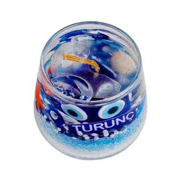 Turunç Themed Medium Round Glass Cup Gel Candle - Standart - 2