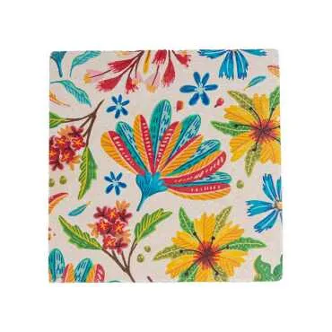 Floral Themed Stone Coaster 100x100 mm