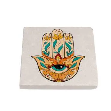 Evil Eye Themed Stone Coaster 100x100 mm - Standart - 2