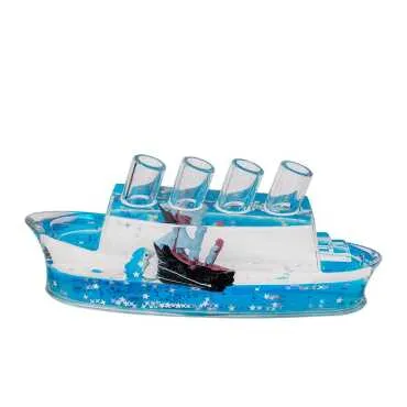 Blue Acrylic Ship with Water