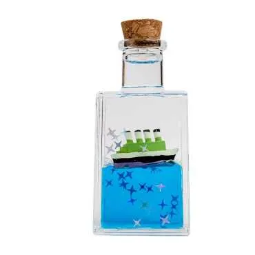 Blue Acrylic Square Bottle with Liquid