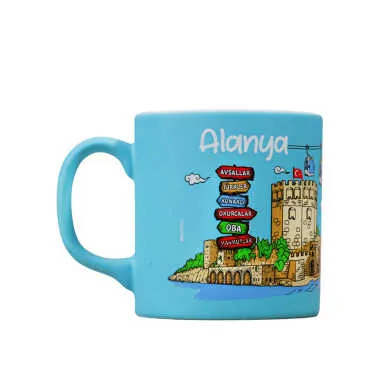 Toptan Alanya Temalı Seramik Renkli Baskılı Kupa 82x90 mm - 4