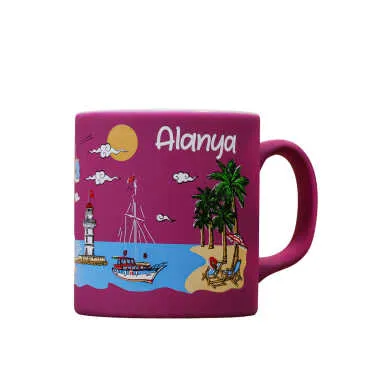 Wholesale Alanya Themed Ceramic Colorful Printed Mug Model B 82x90 mm - 2