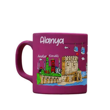 Wholesale Alanya Themed Ceramic Colorful Printed Mug Model B 82x90 mm - 5