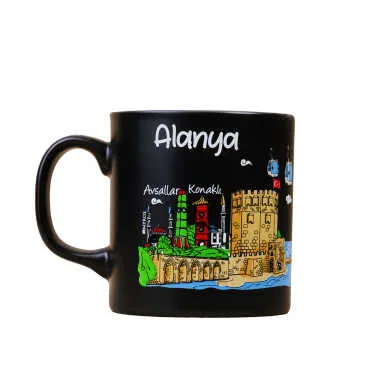 Wholesale Alanya Themed Ceramic Colorful Printed Mug Model B 82x90 mm - 6