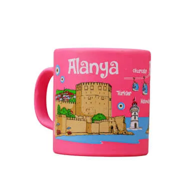 Wholesale Alanya Themed Ceramic Color Printed Mug Model C 82x90 mm - 4