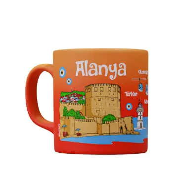Wholesale Alanya Themed Ceramic Color Printed Mug Model C 82x90 mm - 9