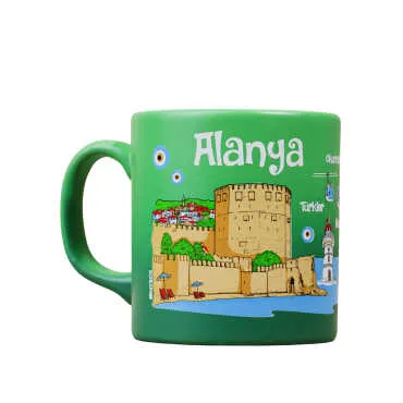 Wholesale Alanya Themed Ceramic Color Printed Mug Model C 82x90 mm - 10