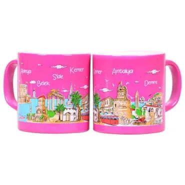 Antalya Region Themed Customised Serigraphy Printed Ceramic Mug 82x90 mm - 3
