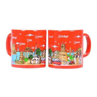 Antalya Region Themed Customised Serigraphy Printed Ceramic Mug 82x90 mm - 5