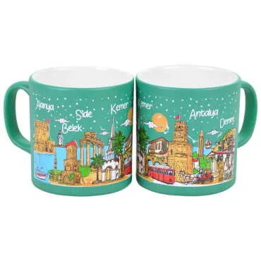 Antalya Region Themed Customised Serigraphy Printed Ceramic Mug 82x90 mm - 7